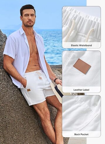 JMIERR Mens Casual Shorts - Cotton Drawstring Summer Beach Stretch Twill Chino Golf Shorts with Pockets in Kuwait