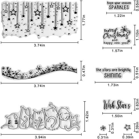 Christmas Stars Cats Clear Stamps for Card Making and Journaling, Happy New Year Firework Rubber Stamps Christmas Blessing Words Stamps for Scrapbooking DIY Cards Album Crafts Supplies in Saudi Arabia