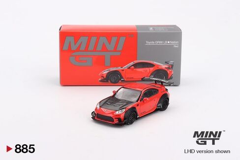 نموذج سيارة Diecast متوافق مع Mini GT 1:64 Toyota GR86 LB-Nation Red إصدار محدود MGT00885 in Kuwait