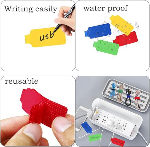 48 Pack Reusable Cable Labels & Cord Organizer Kit – Color-Coded Write-On Wire Labels with Marker + 24 Ties for Home Office Electronics Cord Management in Saudi Arabia