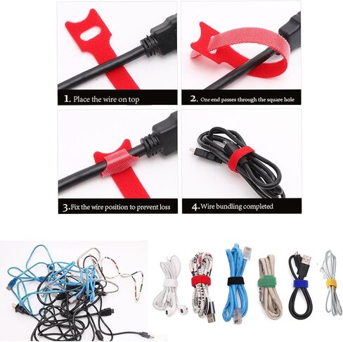 48 Pack Reusable Cable Labels & Cord Organizer Kit – Color-Coded Write-On Wire Labels with Marker + 24 Ties for Home Office Electronics Cord Management in Saudi Arabia