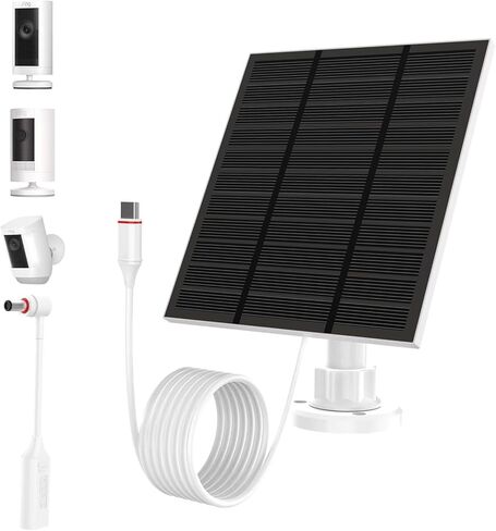 Solar Panels for Ring Camera Outdoor Wireless (New Generation) 5W 5V Solar Panel Charger with USB-C&Plug for Spotlight Cam Plus&Stick Up Cam Pro.Waterproof IP65 360°Adjustable 2M Cable (White, 1) in Saudi Arabia