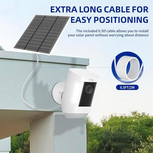 Solar Panels for Ring Camera Outdoor Wireless (New Generation) 5W 5V Solar Panel Charger with USB-C&Plug for Spotlight Cam Plus&Stick Up Cam Pro.Waterproof IP65 360°Adjustable 2M Cable (White, 1) in Saudi Arabia