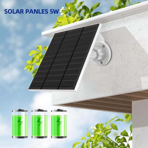 Solar Panels for Ring Camera Outdoor Wireless (New Generation) 5W 5V Solar Panel Charger with USB-C&Plug for Spotlight Cam Plus&Stick Up Cam Pro.Waterproof IP65 360°Adjustable 2M Cable (White, 1) in Saudi Arabia