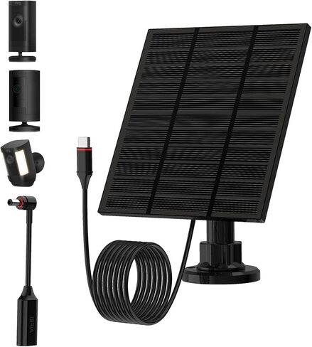 Solar Panels for Ring Camera Outdoor Wireless (New Generation) 5W 5V Solar Panel Charger with USB-C&Plug for Spotlight Cam Plus&Stick Up Cam Pro.Waterproof IP65 360°Adjustable 2M Cable (White, 1) in Kuwait