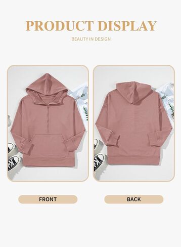 Eytino Women Plus Size Sweatshirt Half Zip Long Sleeve Hoodies Tops Oversized Casual Sweaters with Pockerts(1X-5X) in Kuwait