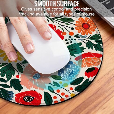Round Mouse Pad,Japanese Sea Waves Small Desk Mat,Gaming Mouse Pad with Non-Slip Base and Stitched Edge,Small Computer Keyboard Mouse Mat for Home Office Work in Saudi Arabia
