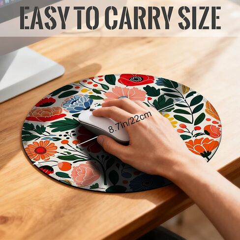 Round Mouse Pad,Japanese Sea Waves Small Desk Mat,Gaming Mouse Pad with Non-Slip Base and Stitched Edge,Small Computer Keyboard Mouse Mat for Home Office Work in Saudi Arabia