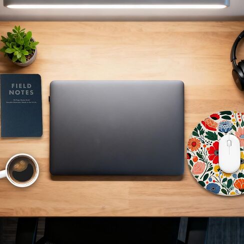 Round Mouse Pad,Japanese Sea Waves Small Desk Mat,Gaming Mouse Pad with Non-Slip Base and Stitched Edge,Small Computer Keyboard Mouse Mat for Home Office Work in Saudi Arabia