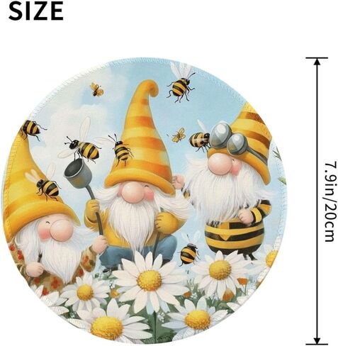 لوحة ماوس مستديرة، وسادات ماوس على شكل زهرة الأقحوان الصفراء من Gnomes Bees، قاعدة ماوس مطاطية مضادة للانزلاق لملحقات الكمبيوتر المحمول والمنزل والمكتب in Kuwait