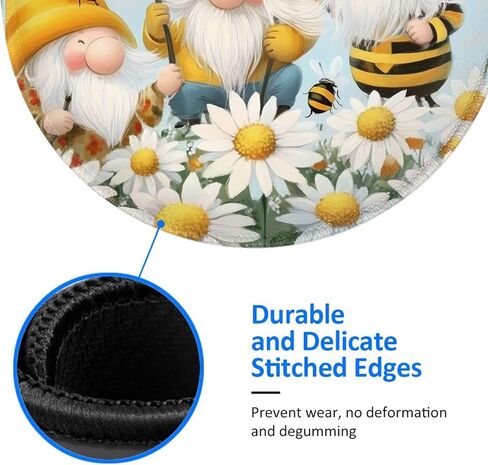 لوحة ماوس مستديرة، وسادات ماوس على شكل زهرة الأقحوان الصفراء من Gnomes Bees، قاعدة ماوس مطاطية مضادة للانزلاق لملحقات الكمبيوتر المحمول والمنزل والمكتب in Kuwait