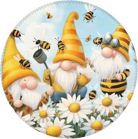 لوحة ماوس مستديرة، وسادات ماوس على شكل زهرة الأقحوان الصفراء من Gnomes Bees، قاعدة ماوس مطاطية مضادة للانزلاق لملحقات الكمبيوتر المحمول والمنزل والمكتب in Kuwait