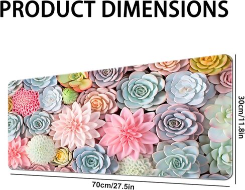 3D Succulent Plants Mouse Pad (27.5x11.8 Inch) - Non-Slip Large Gaming Desk Mat with Succulent Design, Ultra-Thick PU Leather Surface for PC, Laptop, Office in Saudi Arabia
