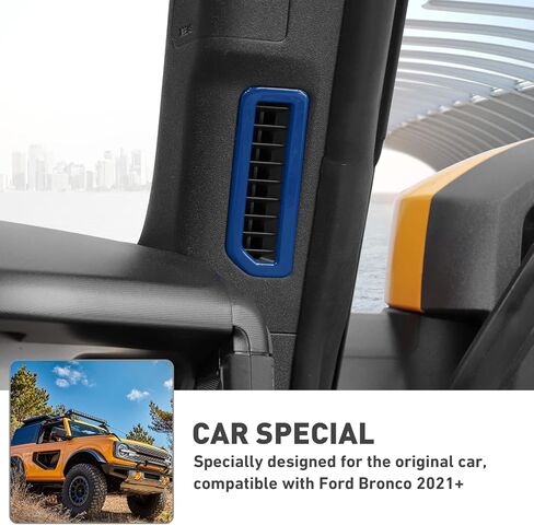 for Ford Bronco Interior Air Vent Ring Cover Interior Decoration Cover Trim for Ford Bronco 2021 2022 + 2/4 Doors (ABS,2Pcs/Set,Blue) in Saudi Arabia