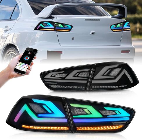 مجموعة المصابيح الخلفية متوافقة مع Mitsubishi Lancer & Evolution EVO X 2008-2020، المصباح الخلفي مع الرسوم المتحركة لبدء التشغيل in Kuwait