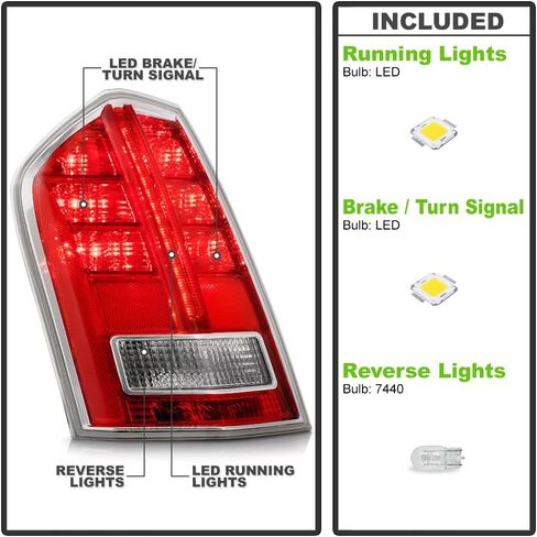 KEEKPO - For 2011 2012 2013 2014 Chrysler 300 w/Red Accent LED Tail Lights Brake Lamps Replacement Pair Set Left+Right in Saudi Arabia
