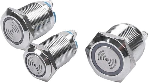 16mm19mm22mm Waterproof Metal Buzzer IP65LED Light Screw Foot Intermittent Flashing 12V24V6V(22mm Buzzer 12V) in Saudi Arabia