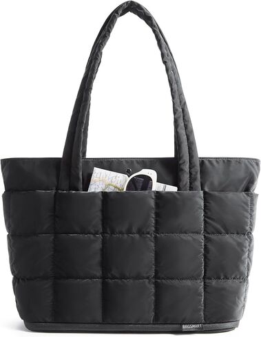 BAGSMART Expandable Tote Bag for Women, Puffer Small tote bag with Zipper, Travel Tote Bags Casual Handbags Nurse Bag in Kuwait