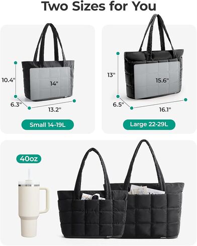 BAGSMART Expandable Tote Bag for Women, Puffer Small tote bag with Zipper, Travel Tote Bags Casual Handbags Nurse Bag in Kuwait