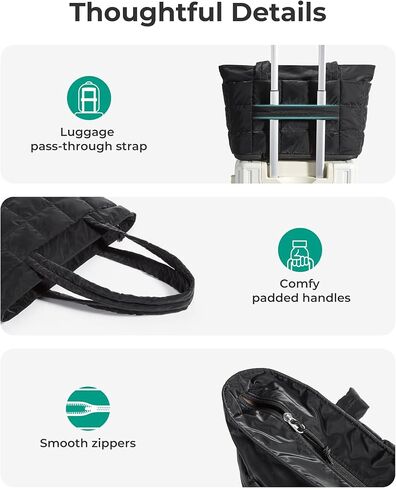 BAGSMART Expandable Tote Bag for Women, Puffer Small tote bag with Zipper, Travel Tote Bags Casual Handbags Nurse Bag in Kuwait