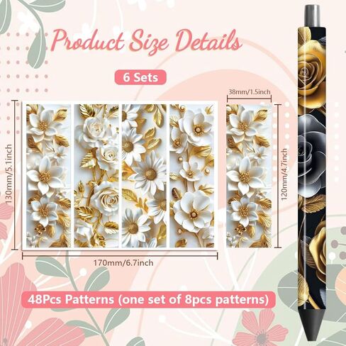 Peacoblue UV DTF Pen Wraps Transfer ملصق ملون جمجمة - 48 قطعة مقاومة للماء HD طباعة الأشعة فوق البنفسجية DTF شارات لاصقة لأقلام الرصاص الشخصية التي تصنعها بنفسك هدايا الحرف الزخرفية in Kuwait