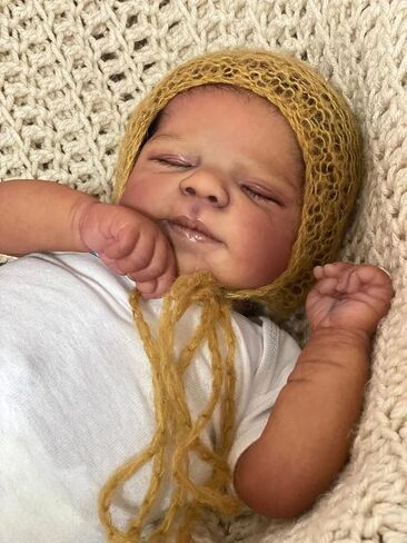 Reborn Baby Dolls Black Boy - 18 Inch Realistic Newborn Baby Dolls Vinyl Full Body African American Sleeping Bebe Poseable Real Life Baby Toys Dolls Gift for Kids Age 3 in Saudi Arabia