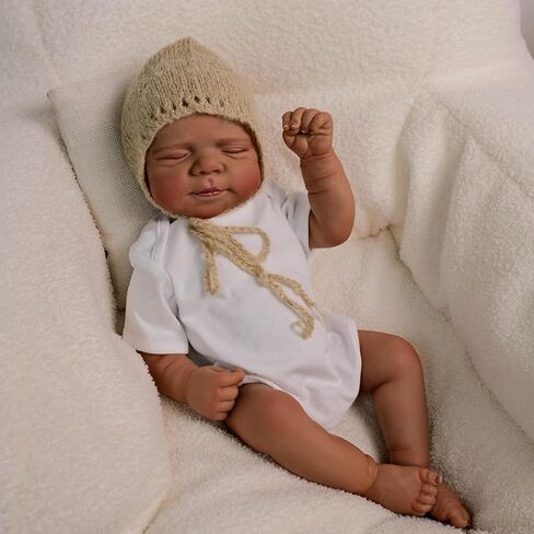 Reborn Baby Dolls Black Boy - 18 Inch Realistic Newborn Baby Dolls Vinyl Full Body African American Sleeping Bebe Poseable Real Life Baby Toys Dolls Gift for Kids Age 3 in Saudi Arabia