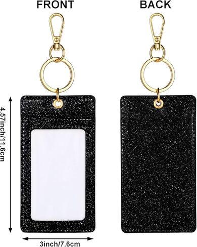 Weewooday 3 Pcs ID Badge Clip Key Chain Glitter ID Badge Holder with Clear Window, Work Badges Reel Clip, PU Leather Keychain Accessory for Nurse, Teacher, Student, Doctor, Women(Multicolored) in Kuwait