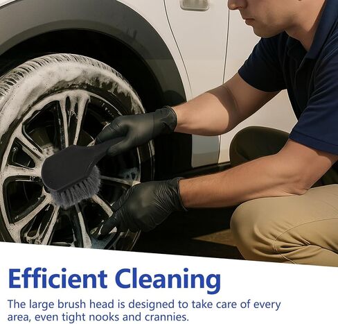 Hovom Car Wash Brush for Tire & Wheel Rim, Soft Bristle Wheel Cleaning Brushes, Short Handle Tire Cleaner Brush Releases Dirt and Road Grime, Universal Car Cleaning Supplies (Black) in Saudi Arabia