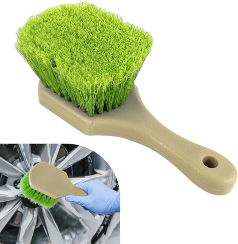 Hovom Car Wash Brush for Tire & Wheel Rim, Soft Bristle Wheel Cleaning Brushes, Short Handle Tire Cleaner Brush Releases Dirt and Road Grime, Universal Car Cleaning Supplies (Black) in Saudi Arabia