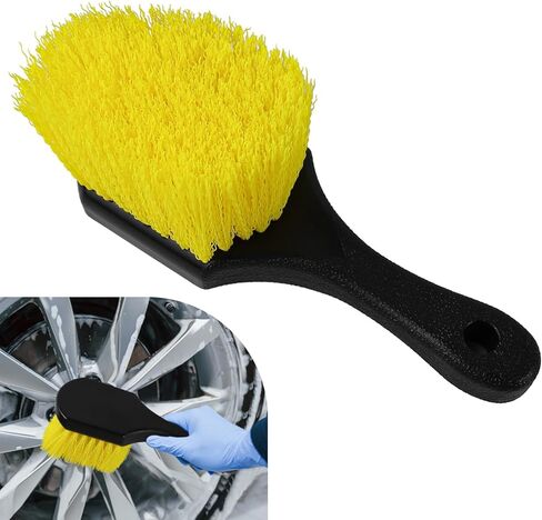 Hovom Car Wash Brush for Tire & Wheel Rim, Soft Bristle Wheel Cleaning Brushes, Short Handle Tire Cleaner Brush Releases Dirt and Road Grime, Universal Car Cleaning Supplies (Black) in Saudi Arabia
