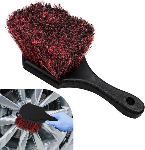 Hovom Car Wash Brush for Tire & Wheel Rim, Soft Bristle Wheel Cleaning Brushes, Short Handle Tire Cleaner Brush Releases Dirt and Road Grime, Universal Car Cleaning Supplies (Black) in Saudi Arabia