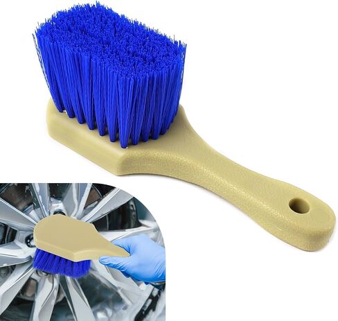 Hovom Car Wash Brush for Tire & Wheel Rim, Soft Bristle Wheel Cleaning Brushes, Short Handle Tire Cleaner Brush Releases Dirt and Road Grime, Universal Car Cleaning Supplies (Black) in Saudi Arabia