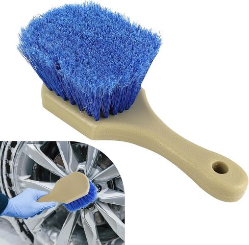Hovom Car Wash Brush for Tire & Wheel Rim, Soft Bristle Wheel Cleaning Brushes, Short Handle Tire Cleaner Brush Releases Dirt and Road Grime, Universal Car Cleaning Supplies (Black) in Saudi Arabia