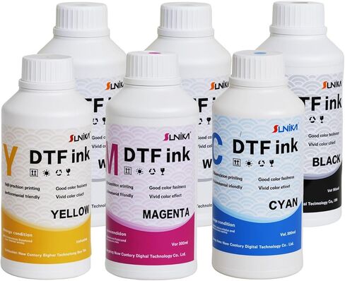 حبر طابعة نقل DTF، حبر DTF بدون رواسب لرأس الطباعة ET-8550، L1800، XP15000، L800، L1080، R2400، R350، P400، P800 طابعات DTF للقمصان والسترات والحقائب، 6 * 500 مل (CMYK+2 أبيض) in Kuwait