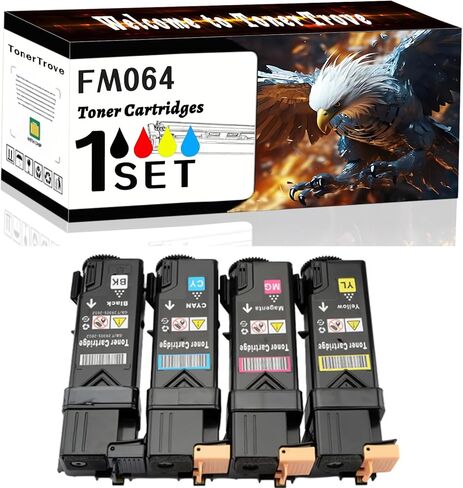 خراطيش حبر FM064 متوافقة مع طابعات Dell 2130cn 2135cn، الطباعة المكتبية سهلة الوضوح وسلسة (4 عبوات BK/C/M/Y) in Kuwait