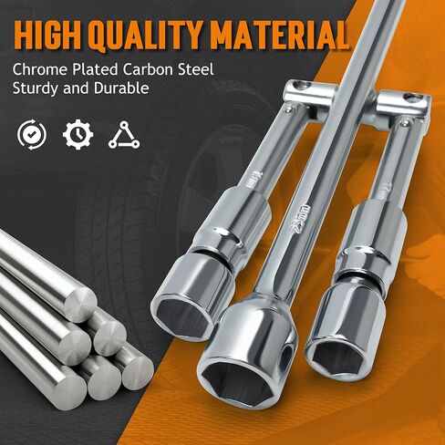 TONDA Extended Lug Wrench, 4 Way Tire Iron for Car, Lug Nut Removal Tool with Storage Case, 1/2 Drive with 17/19mm and 21/23mm Sockets in Kuwait
