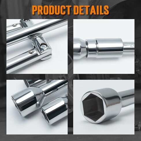 TONDA Extended Lug Wrench, 4 Way Tire Iron for Car, Lug Nut Removal Tool with Storage Case, 1/2 Drive with 17/19mm and 21/23mm Sockets in Kuwait