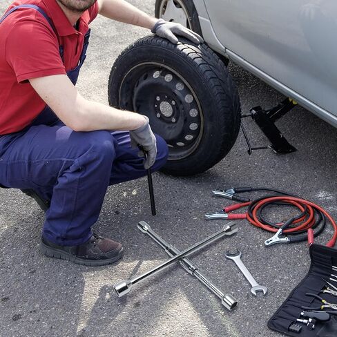 TONDA Extended Lug Wrench, 4 Way Tire Iron for Car, Lug Nut Removal Tool with Storage Case, 1/2 Drive with 17/19mm and 21/23mm Sockets in Kuwait
