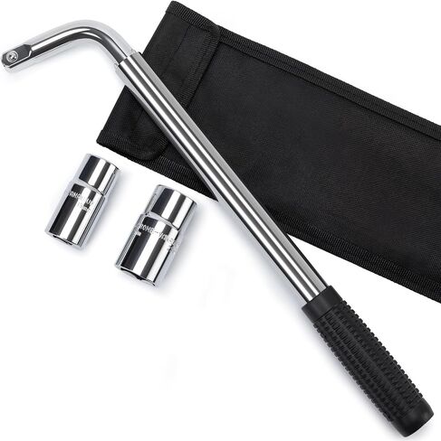 TONDA Extended Lug Wrench, 4 Way Tire Iron for Car, Lug Nut Removal Tool with Storage Case, 1/2 Drive with 17/19mm and 21/23mm Sockets in Kuwait