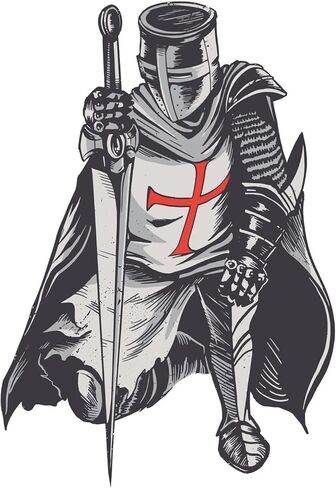 متوافق مع ملصق Knight Crusade Templar King Arthur Red متوافق مع سيف الركوع المتقاطع (4 بوصة) in Saudi Arabia