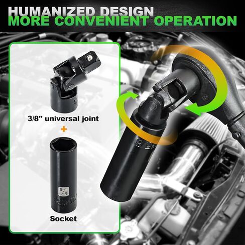 3/8" Drive Impact Socket Set, 50 Piece Standard SAE (5/16 to 3/4 inch) and Metric (8-22mm) 6 Point, Extension Bars, Impact Universal Joint, Adapter, Cr-V Steel in Saudi Arabia