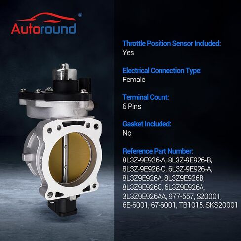 جسم الخانق الإلكتروني Autoround S20001 متوافق مع Ford Expedition 2005-2014/ F-150 2004-2010، Lincoln Navigator 05-14/ Mark LT 06-10 5.4L، استبدال OE # 8L3E9F991CB in Saudi Arabia