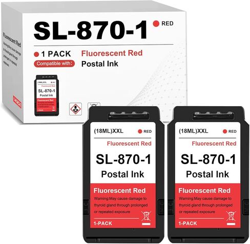 SL-870-1 Postage Red Ink Cartridge XXL Fluorescent Red Ink Compatible for Pitney Bowes New SendPro Mailstation Postage Meter (CSD1) - 2 Pack 18ML in Saudi Arabia