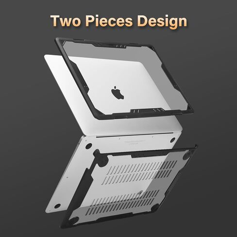 MOSISO Compatible with MacBook Air 13 inch Case 2022-2018 Release A2337 M1 A2179 A1932, Symmetric Geometric Heavy Duty Plastic Hard Shell with TPU Bumper&Keyboard Skin for MacBook Air 13.3, Black in Saudi Arabia