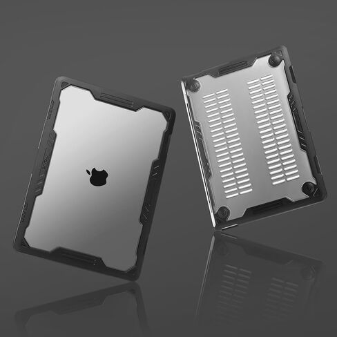 MOSISO Compatible with MacBook Air 13 inch Case 2022-2018 Release A2337 M1 A2179 A1932, Symmetric Geometric Heavy Duty Plastic Hard Shell with TPU Bumper&Keyboard Skin for MacBook Air 13.3, Black in Saudi Arabia