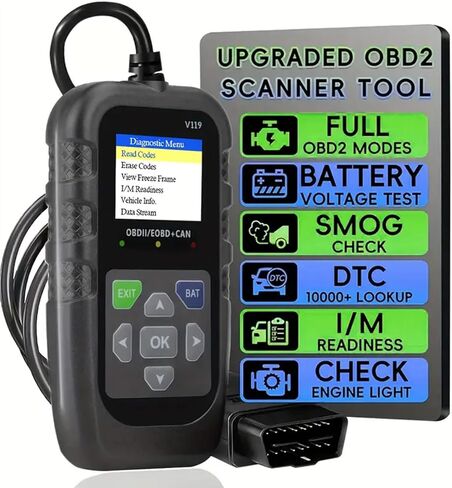 Car OBD2 Scanner Diagnostic Tool, Code Reader, Voltage Tester, Check Engine Light Fault Code, OBD2/EOBD for OBDII Protocol Car & Truck Since 1996+ in Saudi Arabia