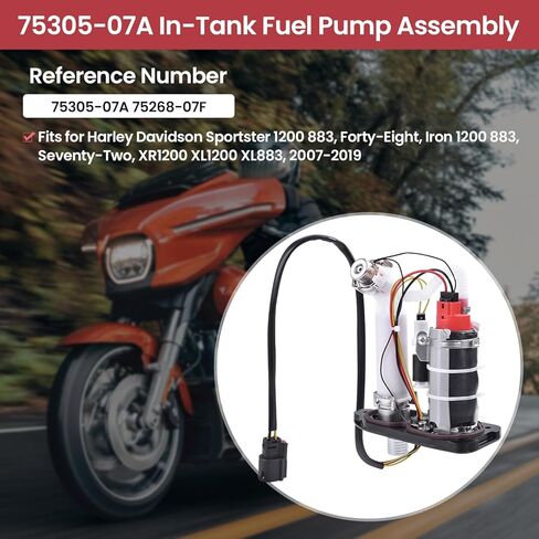 75305-07A 75268-07F In-Tank Fuel Pump Assembly Fits for Harley Davidson Sportster 1200 883, Forty-Eight, Iron 1200 883, Seventy-Two, XR1200 XL1200 XL883 (2007-2019) in Kuwait
