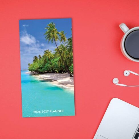 Willow Creek Press، مخطط جيب Paradise 2 Year 2026، 3.5 بوصة × 6.5 بوصة، مخطط لمدة 12 شهرًا مع غلاف مثبت in Kuwait