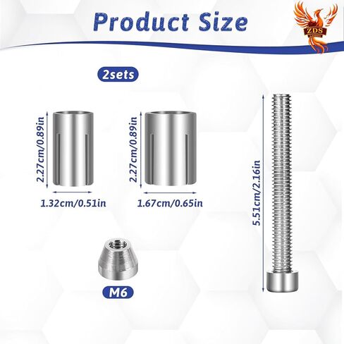 2-Pack Motorcycle Bar End Mounting Screw Set - Universal 13mm-24mm Handlebar Expansion Bolts for 7/8" Handlebars - Fits End Caps/Sliders/Mirrors (Silver, M6 Thread) in Saudi Arabia